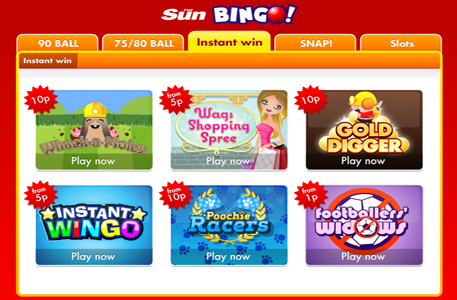 Join The Sun Bingo for Free and get  £10 Free Bingo Money+ 100% Bingo Bonus